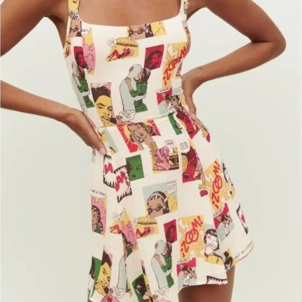 Reformation Comic Print Mini Dress - Multicolor